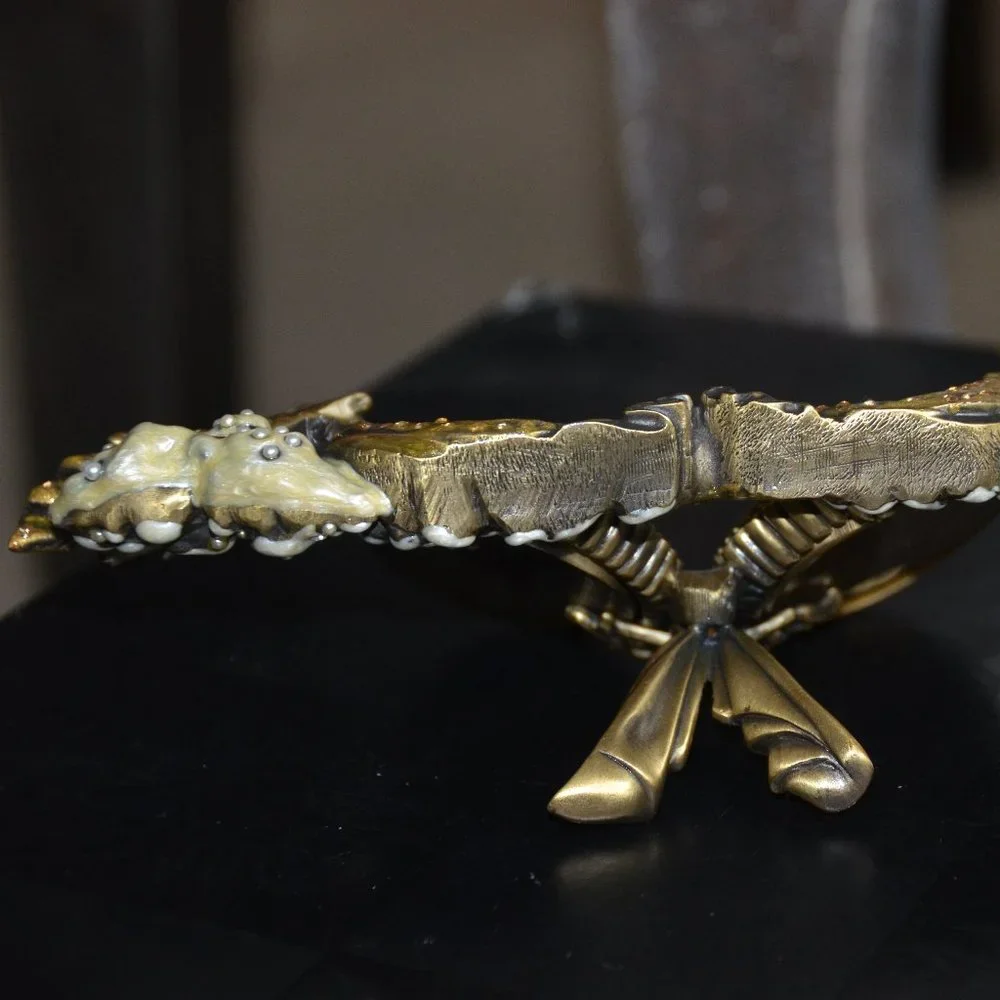 RARE JAY STRONGWATER ART DECO HOLIDAY ANGEL CHERUB CRYSTAL ENAMEL DOUBLE FRAME